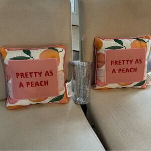 Lot of 3: Two Kirkland's Home Mini Decorative Pillows and One Tumbler